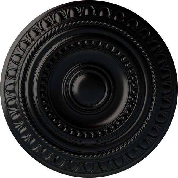 Ekena Millwork Artis Ceiling Medallion (Fits Canopies up to 6 7/8"), Hand-Painted Jet Black, 15 3/4"OD x 1 3/8"P CM15ARBLF - main
